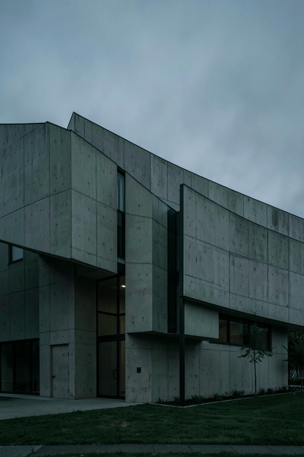 Façade contemporaine aux volumes géométriques